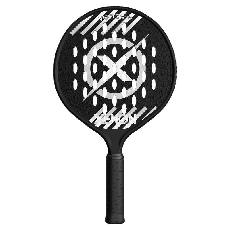 Vector Pro Spin Max Version 2 Platform Tennis Paddle by Xenon Paddle, Oversize Head, Even Balance Point, Medium Firmness Foam Core, Power and Control, 4.25” Grip, Black