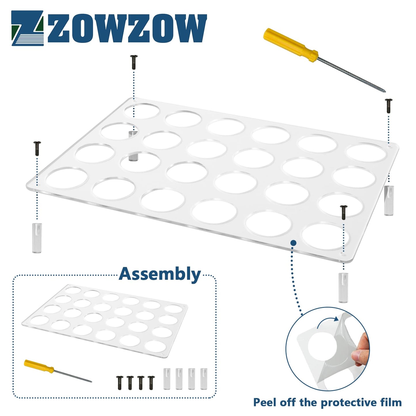 ZOWZOW K-Cup Holder Drawer for 24 Coffee Pods Storage, Acrylic K Cup Organize for Drawer or Countertop Storage, Clear K-Cup Organizer Tray for Office & Kitchen(24 Holes, 1 Pack)