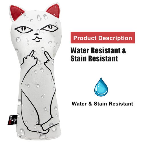Golf Club Headcover Cute Cat Embroidery Driver Cover 3 Wood Headcover Hybird Head Covers Leather Hand-Made Wood Head Cover for Golf Club Wood Head Covers