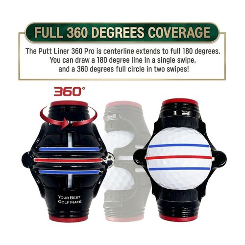 BUDDYBIRDIE Putt Liner 360 Pro Golf Ball Marker | 360 Degree Line Drawing Alignment Accessory Tool Identification Multicolor Triple Line Golf Gift Premium Quality (Red)