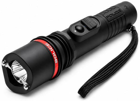 POLICE Stun Gun 305 - Rechargebale with LED Flashlight, Black