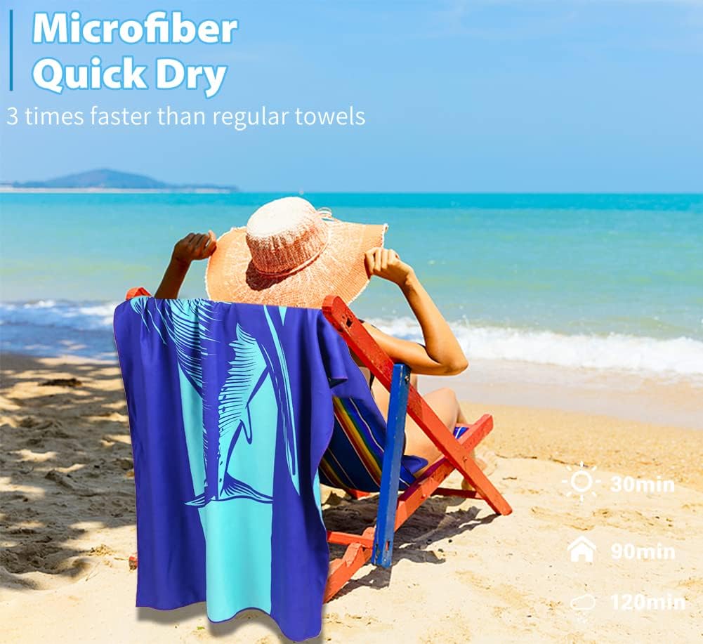 Skiennix Microfiber Beach Towels - XL Lightweight & Sand-Free | 71"x32" for Travel, Gym & Camping