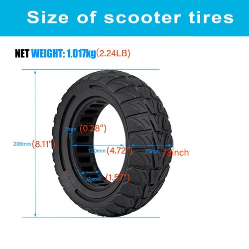8.5x3.0 Electric Scooter Solid Tire, 8 1/2x3 (50-134) Replacement Tubeless Rubber Tire for Xiaomi M365 & Zero 8/9 & VSETT 8/9 & Kugoo x1/Kugoo Kirin G2 Pro & Dualtron Mini Black (2PCS)