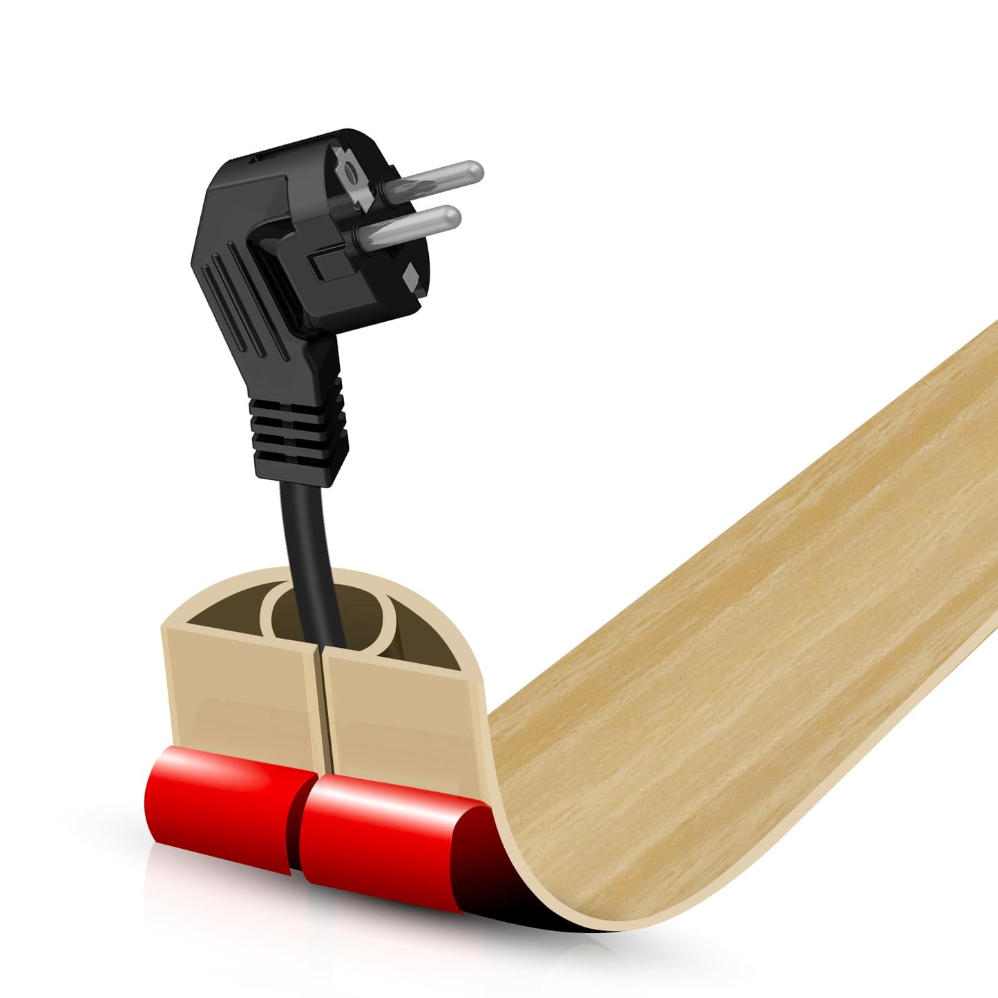 Floor Cord Cover Self Adhesive Cord Hider,3.3FT Cable Management, Extension Strip Protector for Wires, Prevent Cable Trips for Offices, Gyms, Exhibitions Cavity:0.39"(W) x0.27(H) WoodLightyellow