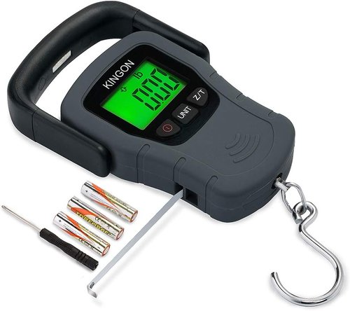 Digital Hanging Luggage Scale - 110lb Capacity with Comfortable Handle & Large Hook | Portable Travel Scale in Grey