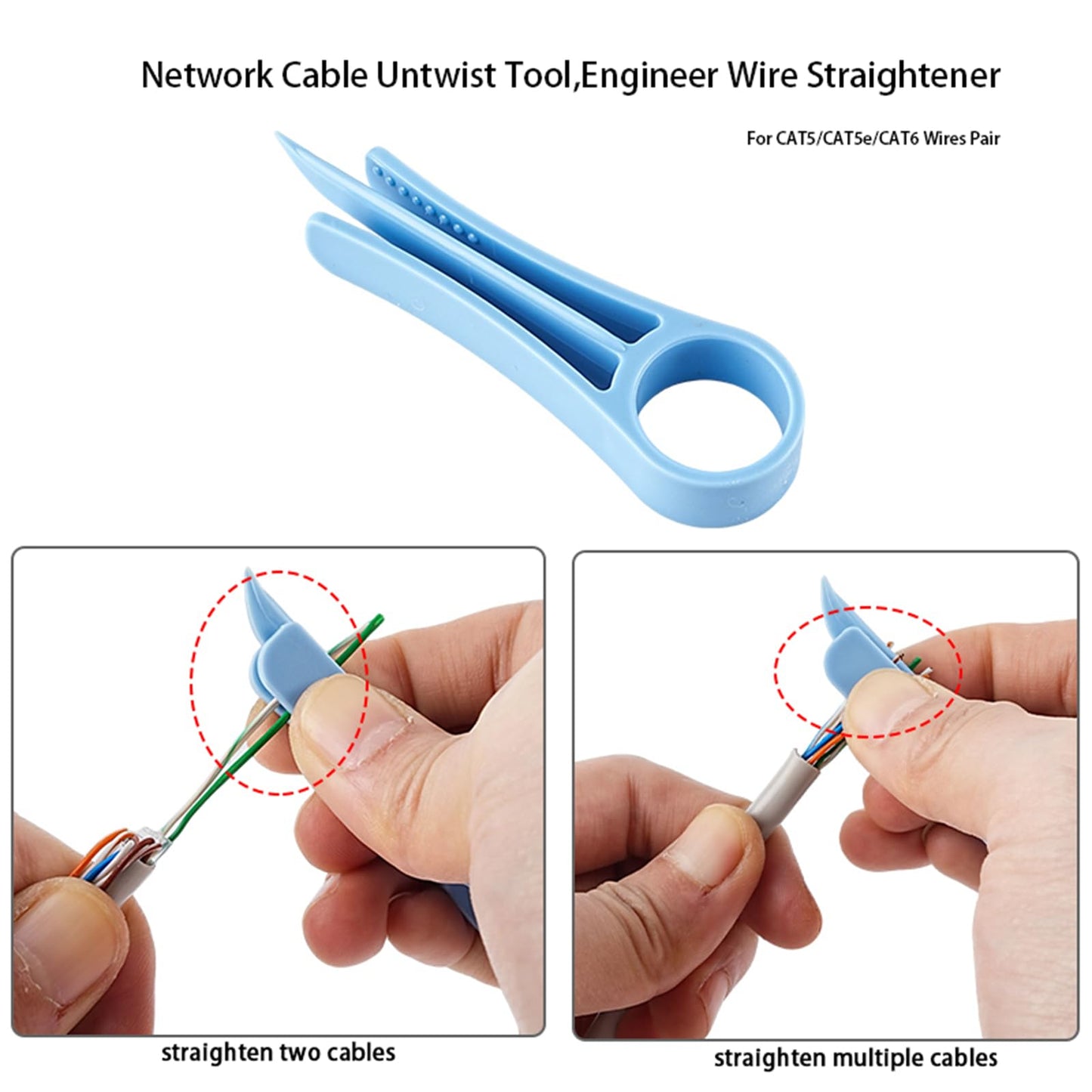 5 PCS Network Cable Untwist Tool,Wires Separator Tools, Wire Straightener Engineer Wire Straightener for CAT5/CAT5e/CAT6/CAT7 Wires Pair Separator Tools Quickly Easily Untwists (blue)
