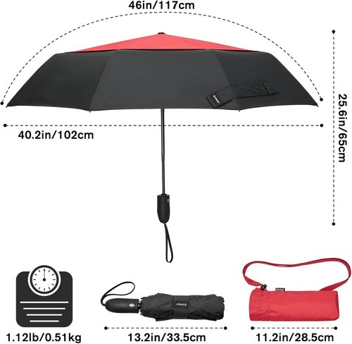 G4Free Windproof Travel Umbrella - 46-Inch Automatic Compact Design with Double Canopy & Strong Fiberglass Frame