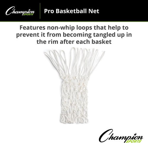 Champion Sports Basketball Net - 7mm Non-Whip Loops - Durable 250g - White