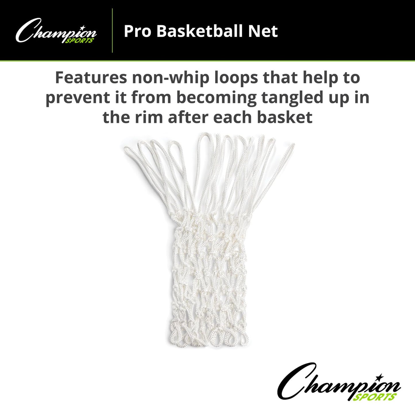 Champion Sports 7mm - 250gm - Basketball Net - Non-Whip Loops - Whiite