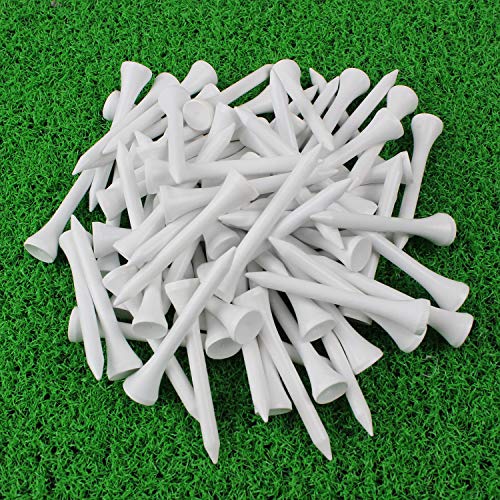 Wood Golf Tees 100pcs - 2 1/8" Deluxe White Tees