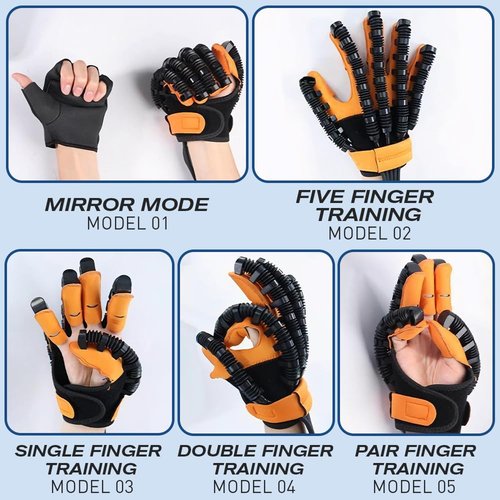 BAUSATZ Rehabilitation Robotic Gloves for Stroke Recovery-Multiple Training Modes，Custom Settings Finger Rehab Trainer，Stroke Recovery Equipment (Left Hand-Large)
