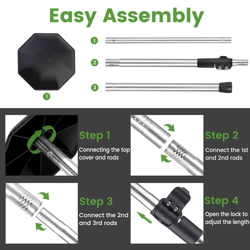 Greeily Golf Club Travel Protector Stick, 33"-60" Golf Travel Bag Support Pole Backup Support Adjustable for Airlines Stiff Arm Club Protector Metal Pole Hard Cover Black (Silver Rod)