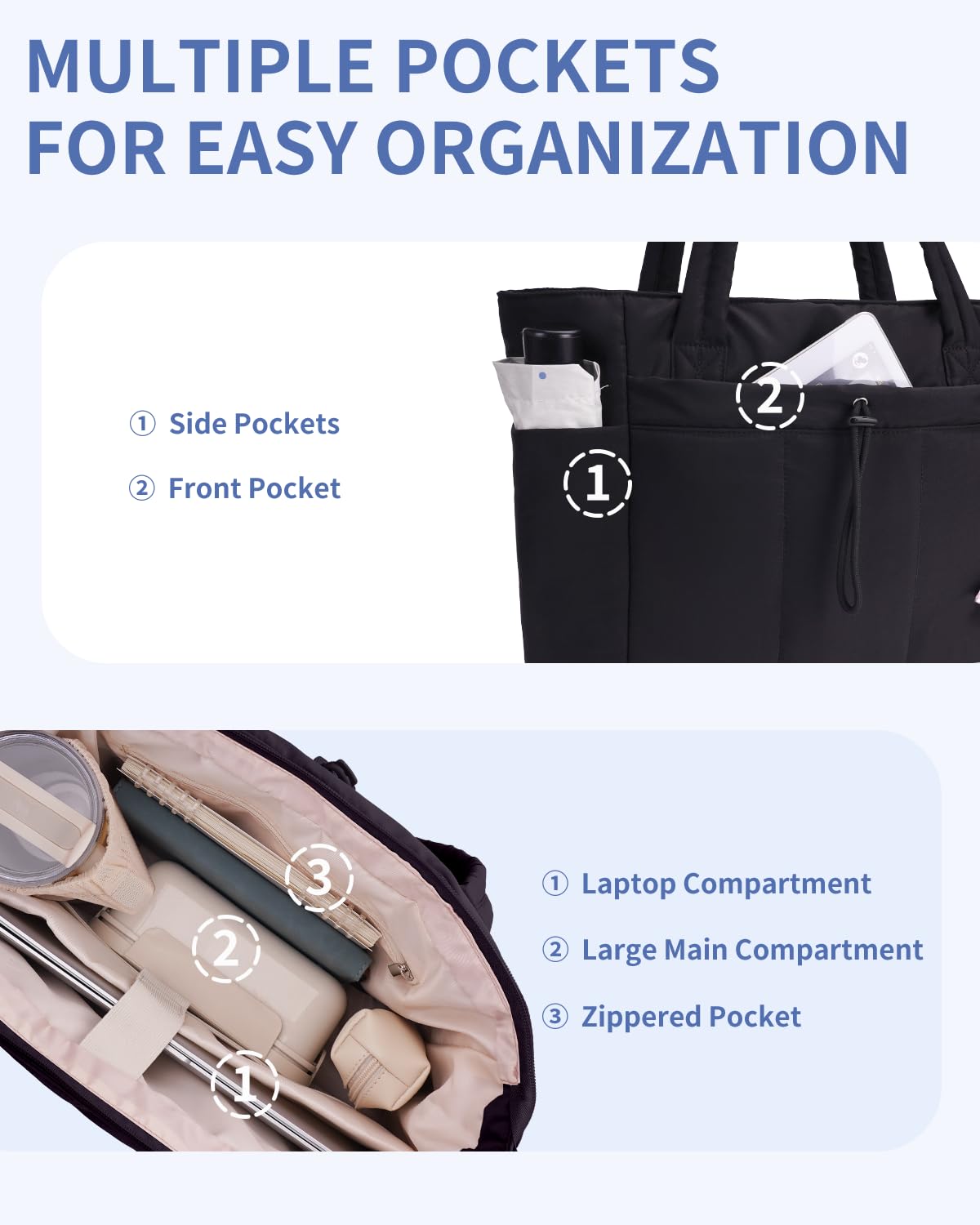 Wandering Nature Tote Bag for Women, Puffy Handbags for Work, Travel, Nurse