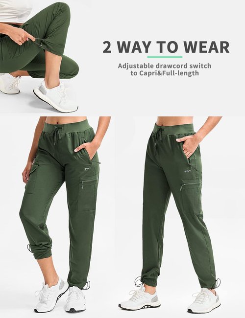 BVVU Women's Hiking Pants - Lightweight Quick-Dry Outdoor Cargo Joggers with Waterproof Zipper Pockets