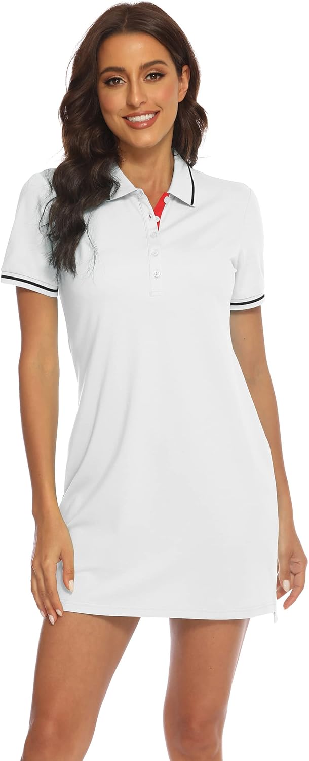 YSENTO Tennis Dress for Women - Short Sleeve Activewear with UPF 50+ Sun Protection | Stylish Polo Golf Dress