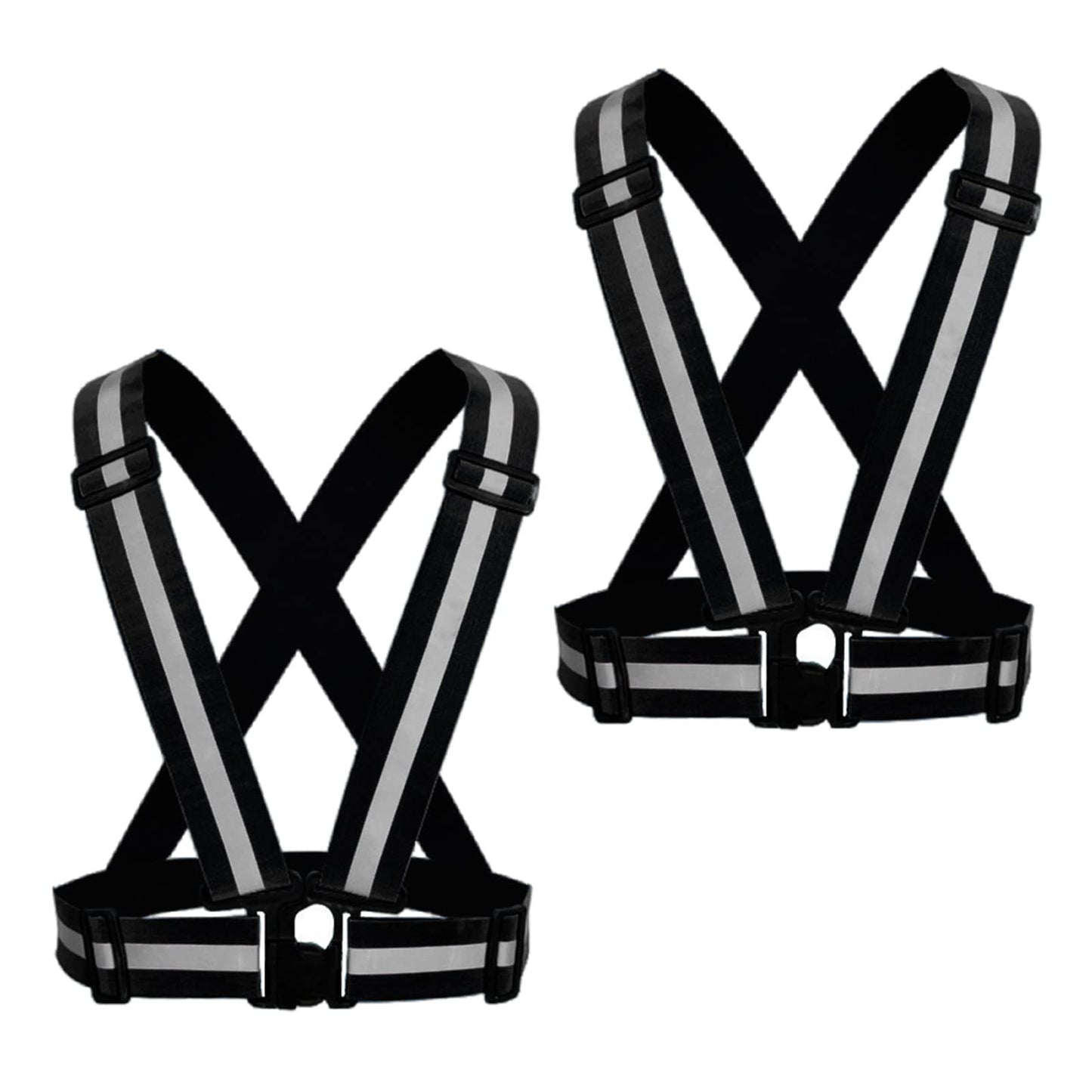 Reflective Vest 2 Pack, High Visibility Reflective Running Gear Safety Vest Straps for Men Women Kids for Night Running Walking Cycling