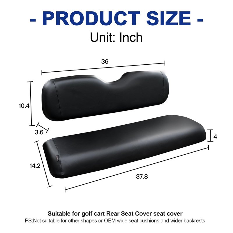 NOKINS Golf Cart Waterproof Rear Seat Covers,Smooth and Simple,No Stapler Required, Fits EZGO, Club Car, Yamaha Vinyl Replacement Seat Cover, Black