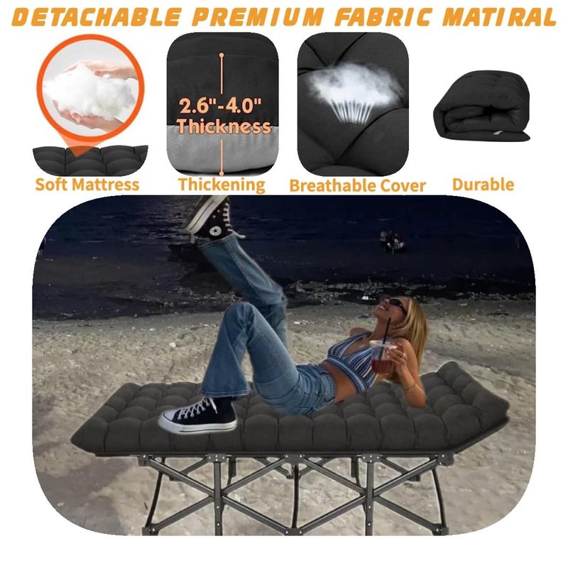 Procands Oversized XXL Folding Camping Cot W/Mat for Adults, Heavy Duty Outdoor Bed with Carry Bag,1200 D Layer Oxford Portable Travel Camp Cots 32" Extra Wide Sleeping Cots Holds Up to 900LB