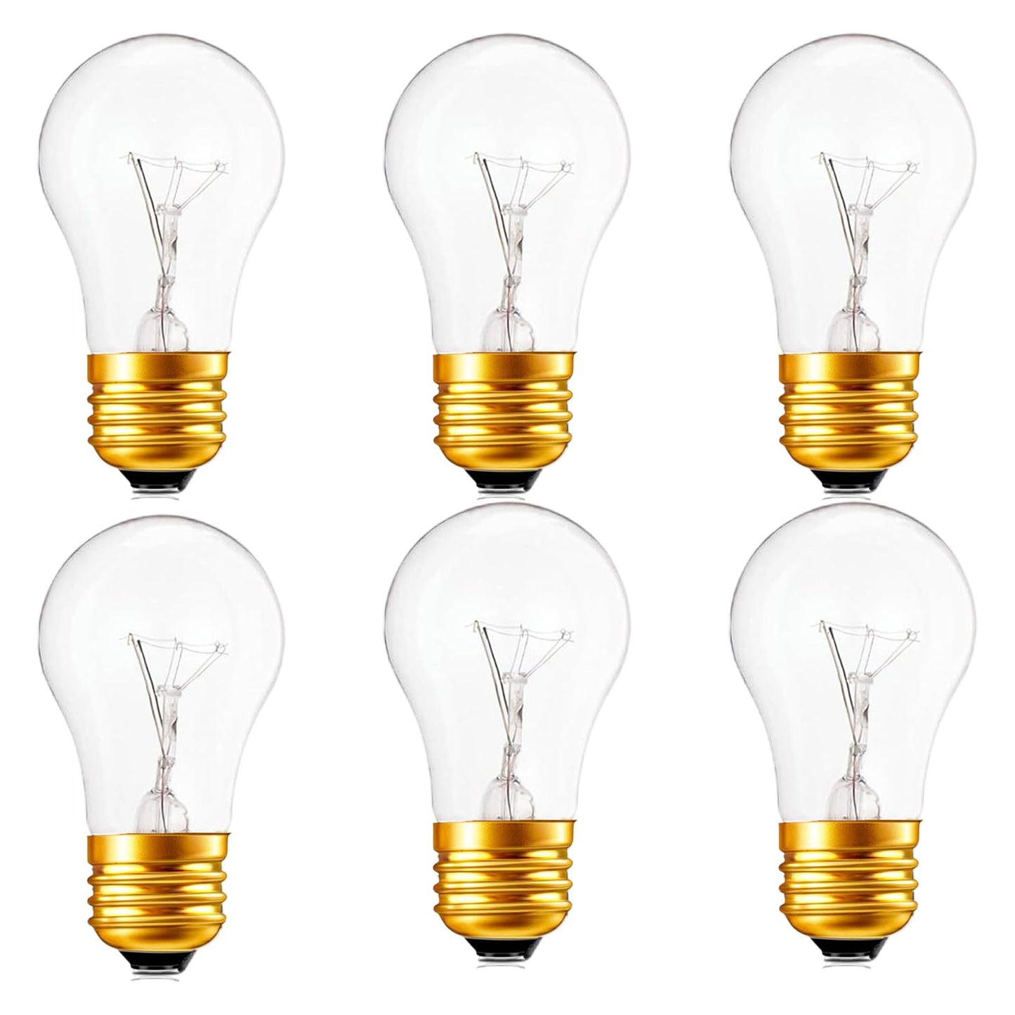 Eclolumi Light Bulb A15 40W Incandescent Mini-Standard Shape with E26 Standard Medium Screw Base for Refrigerators, Ovens, 110V, Dimmable, 2700K Warm White (A15-6p)