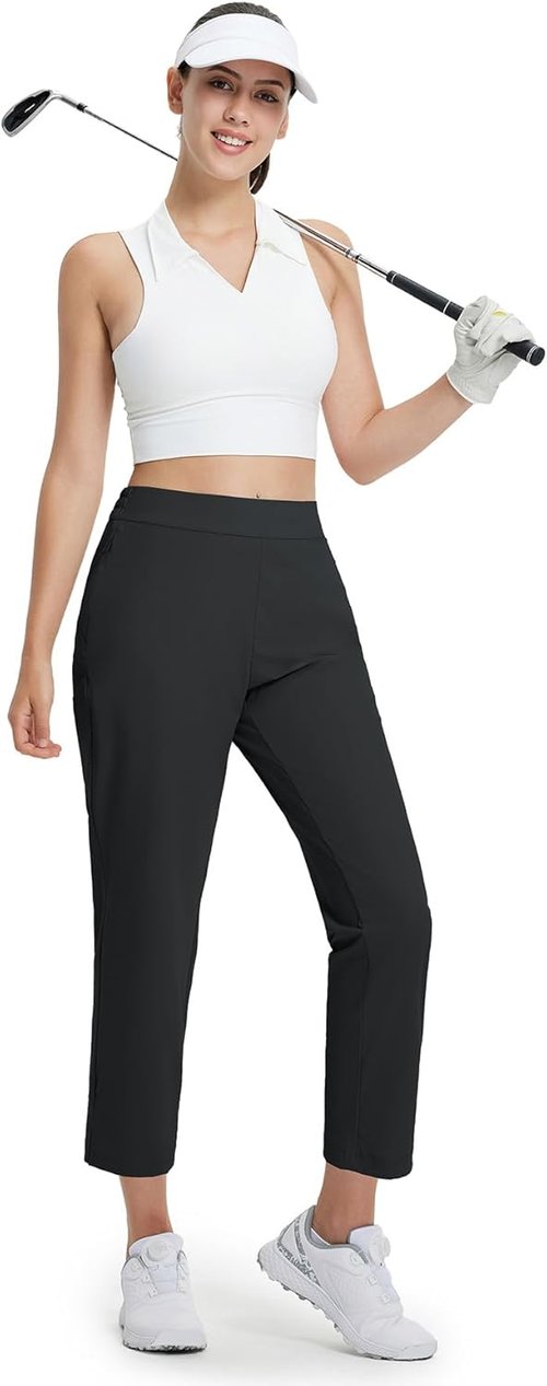 M MAELREG Women's Golf Pants - Lightweight 7/8 Ankle Sweatpants with Zip Pockets for Athletic Travel & Lounge