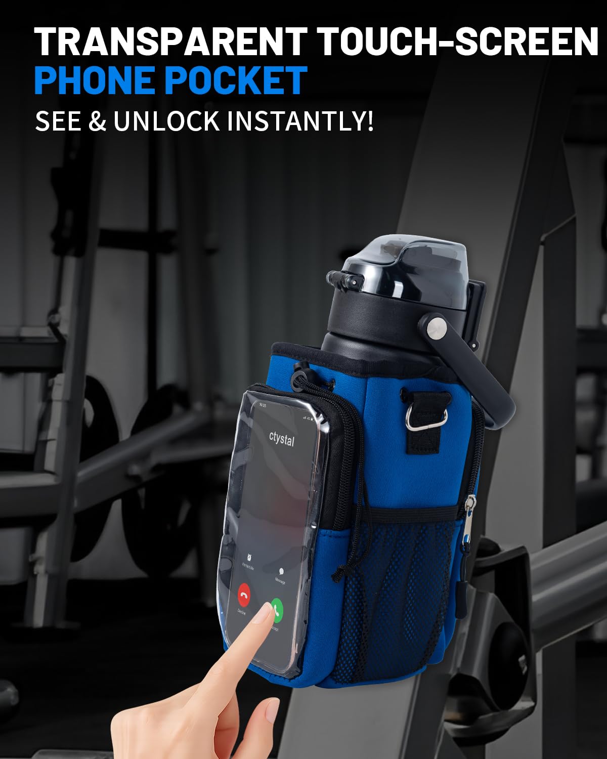 RivuletCore Magnetic Gym Water Bottle Bag Holder Carrier with Phone Pocket and Shoulder Strap Crossbody Sling Cup Pouch Sleeve Workout Essentials for Men and Women