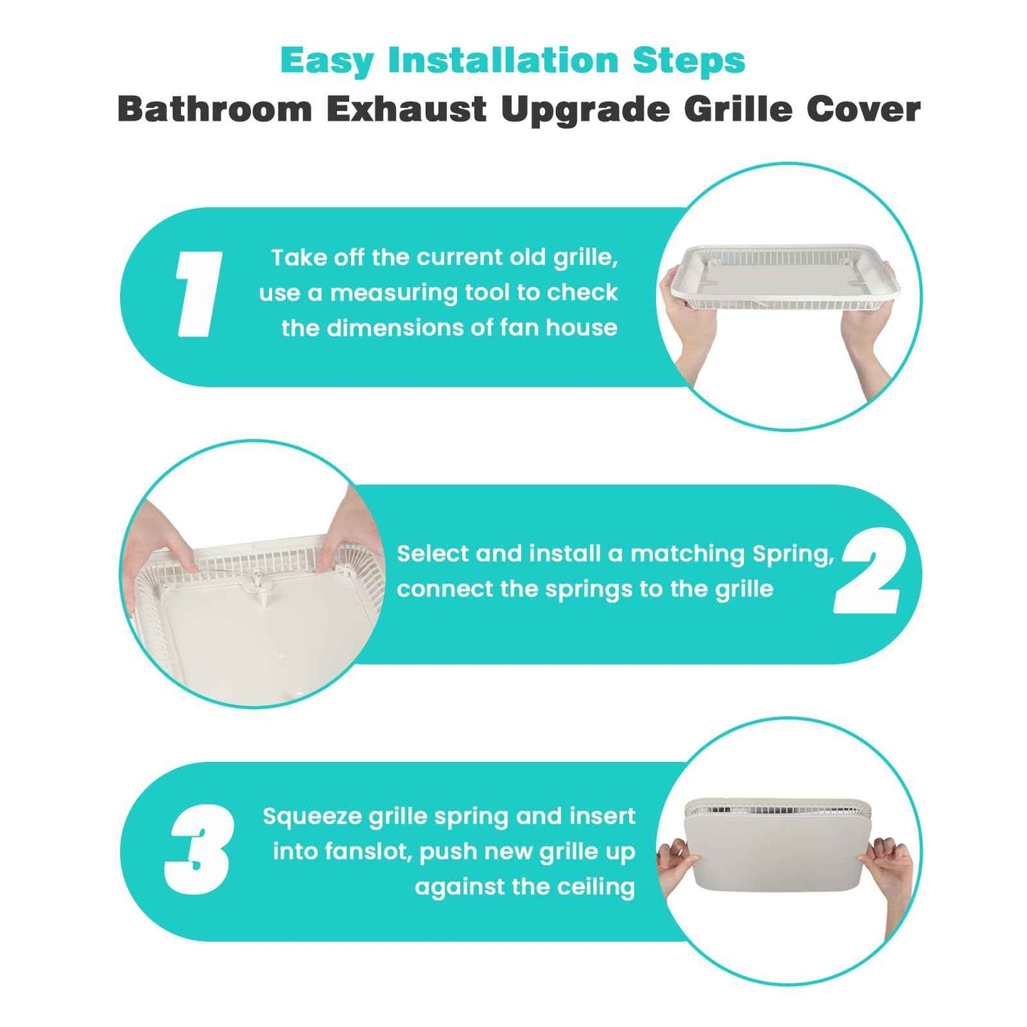 XwaYexa 13.25“ x 13.25" Universal Bathroom Exhaust Grille Cover, FG701S Bathroom Vent Fan Cover for Broan-NuTone Fans, Ventilation Cover Bathroom Ceiling Fan Cover with Spring Clips