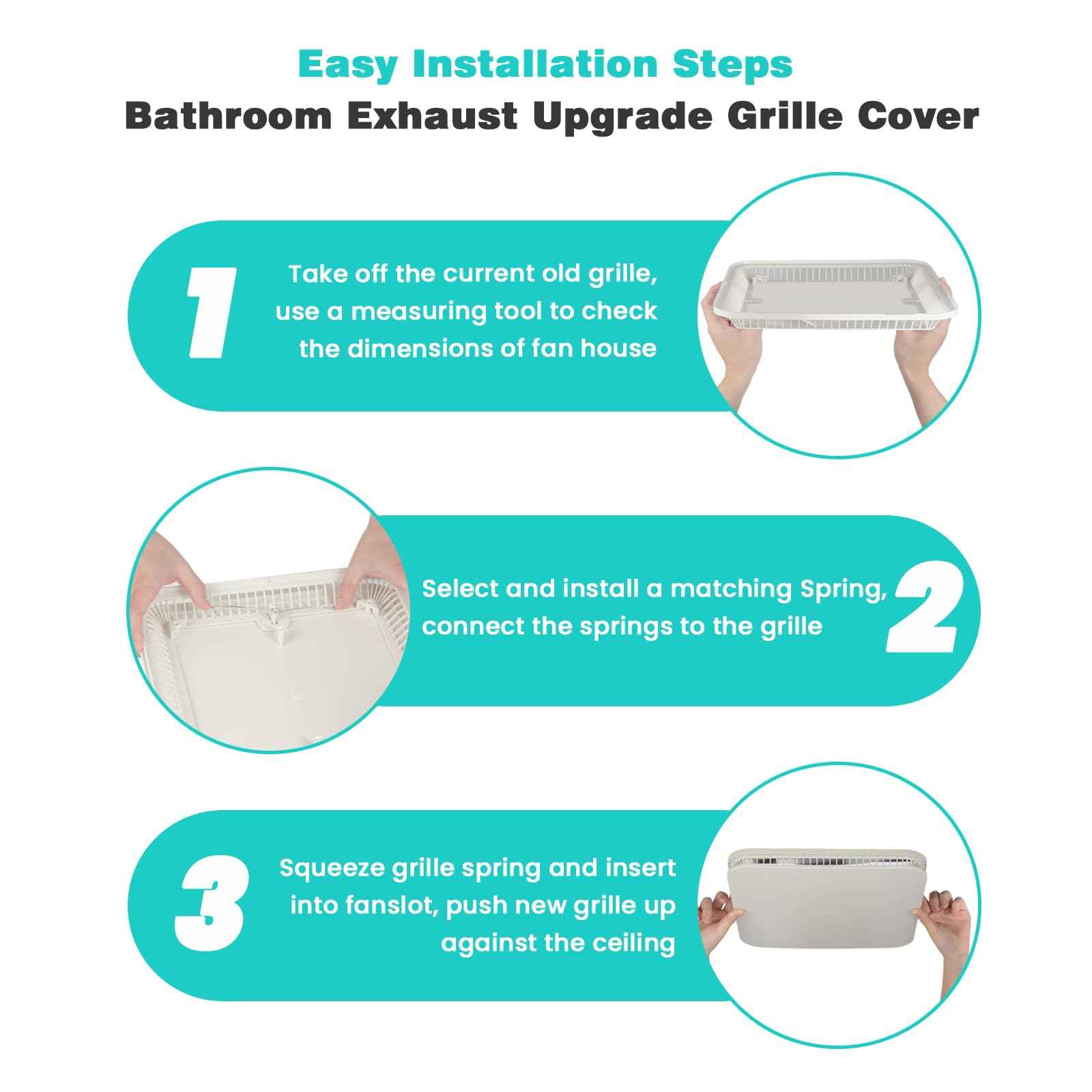 XwaYexa 13.25“ x 13.25" Universal Bathroom Exhaust Grille Cover, FG701S Bathroom Vent Fan Cover for Broan-NuTone Fans, Ventilation Cover Bathroom Ceiling Fan Cover with Spring Clips