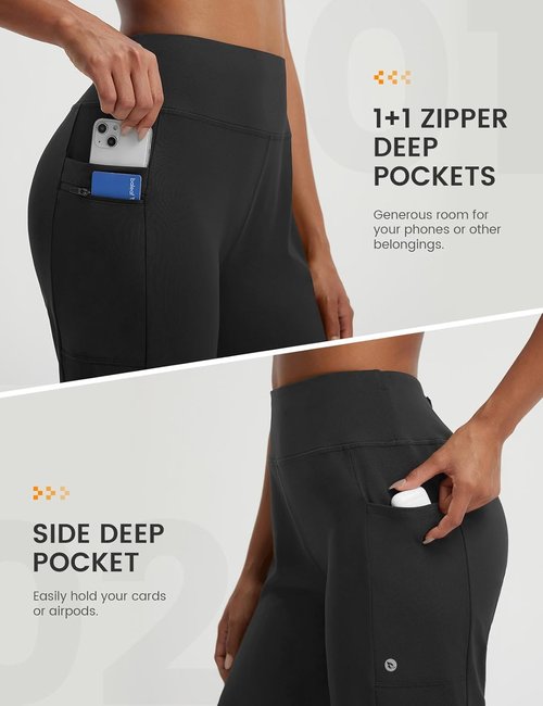Baleaf Women's High-Waisted Bermuda Shorts - 7" Athletic Running Shorts with Zipper Pockets for Gym & Hiking