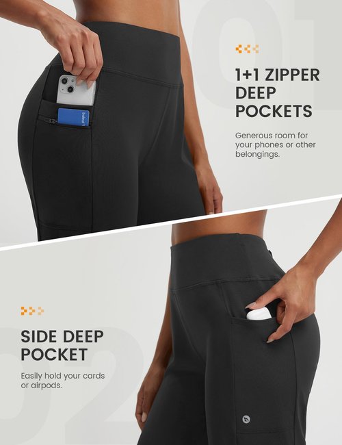 baleaf Women's Bermuda Shorts Athletic Running Shorts Quick Dry High Waisted Workout Gym Shorts with Zipper Pockets Walking Casual Black L
