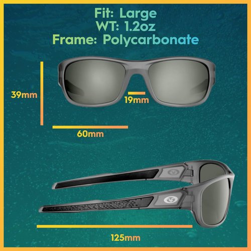 Flying Fisherman Last Cast Polarized Sunglasses for Men and Women. Granite Frames and Smoke Lens with AcuTint™ UV Blocker for Fishing and Outdoor Sports (Size Large)