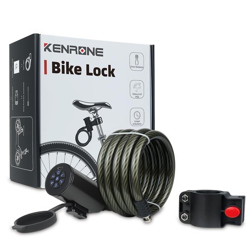 KENRONE Smart Bike Lock,Keyless Anti-Theft Bicycle Cable Lock with 59 inches Waterproof Cable and Mounting Bracket (Combination Lock)