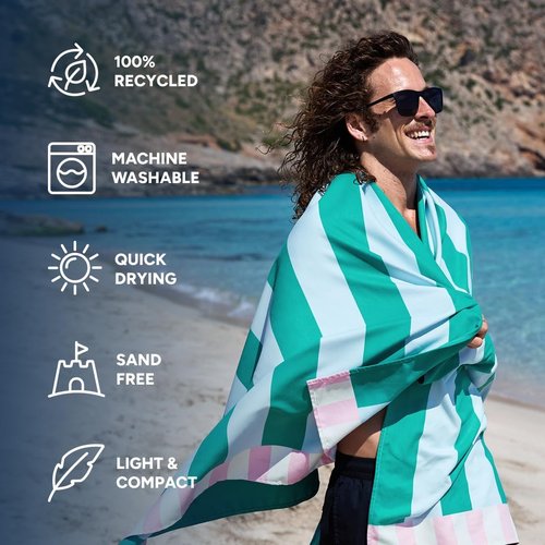 Dock & Bay Beach Towel - Quick Dry & Sand Free - Compact & Lightweight - Large Pastel Pier (160x90cm)