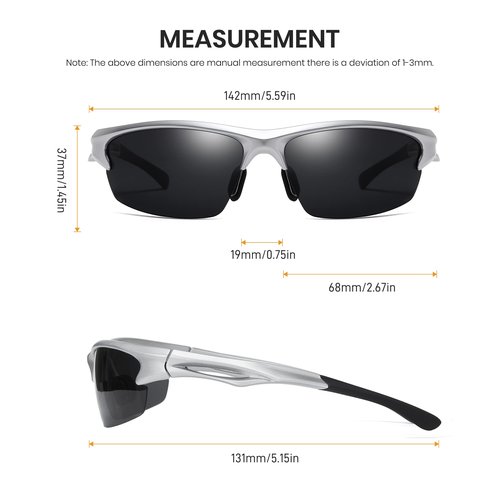 Cyxus Polarized Semi-Rimless TR90 Cycling Sunglasses Men Women Rectangle Glasses Running Fishing Bike Baseball Sport 1071