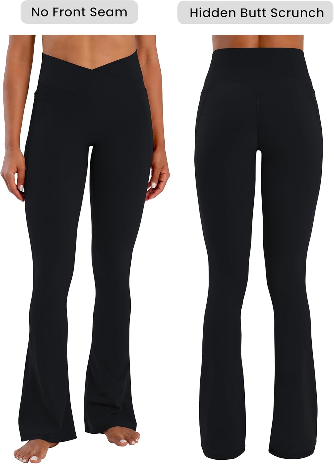 Sunzel Hidden Butt Lifting Leggings - Tummy Control Flare Yoga Pants with Pockets for Women