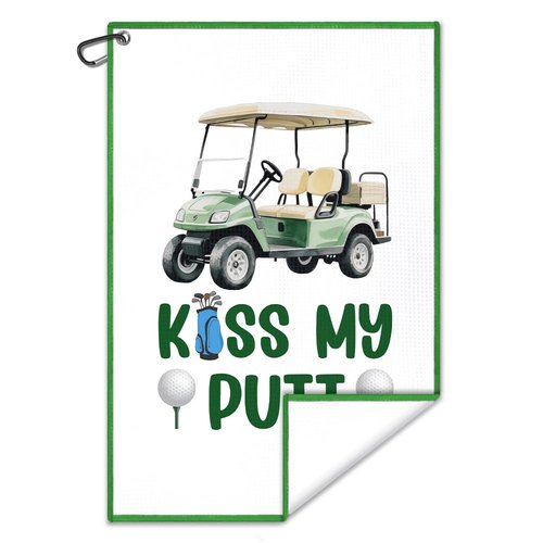 Juoqg Kiss My Golf Towel, Funny Golf Bag Towel with Clip, Golfing Accessories for Men Women, Christmas Retirement Birthday Gifts for Golfer Sport Fan Player, Golfing Gifts for Grandpa Dad Uncle