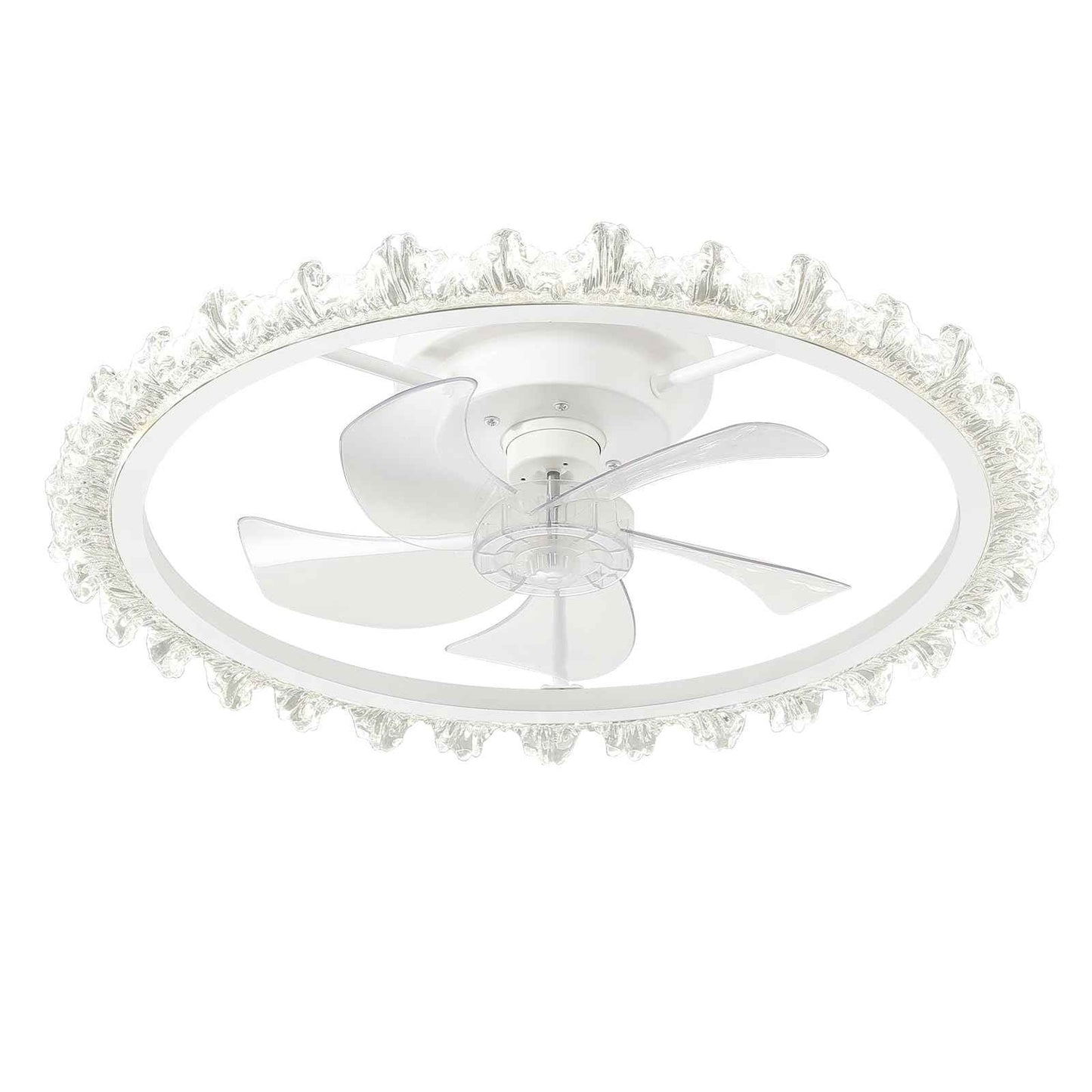 FTZVRD Ceiling Fans with Lights, 24 Inch Ceiling Fan with Light and Remote, Low Profile, Reversible, Dimmable LED, Flush Mount, DC Motor, Fandelier White Ceiling Fan for Bedroom, Kitchen, Office