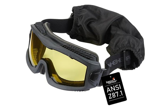 Lancer Tactical AERO Airsoft Tactical Safety Goggles -3mm Dual Pane Lens, Anti-Fog Glasses for Hunting and Cycling-One Len (Black/Yellow)