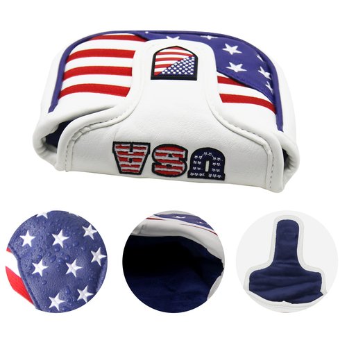 HISTAR Golf Square Putter Head Cover Magnetic Mallet Putter Cover with USA Stars Stripes for Scotty Cameron Odyssey Putter Cover
