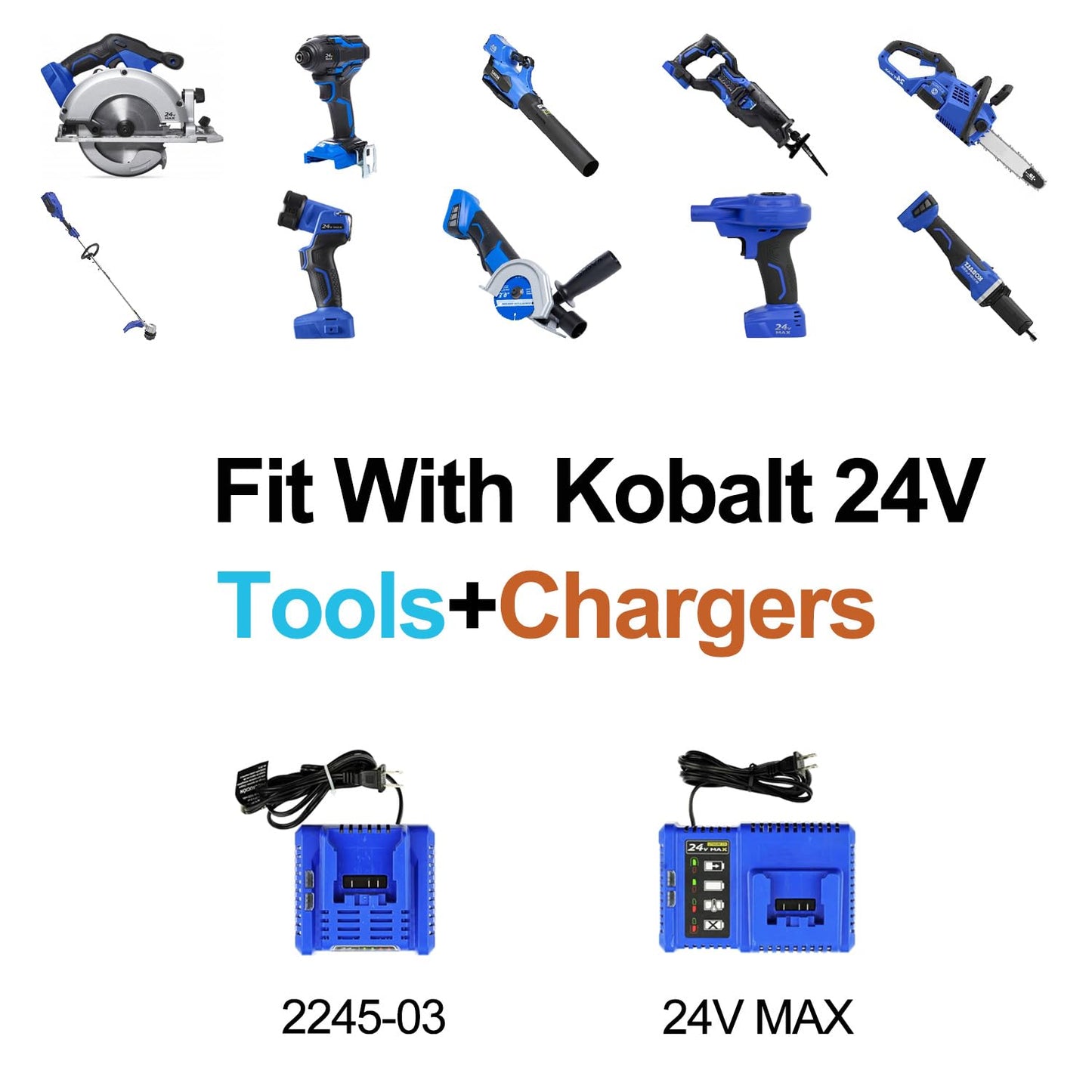 BOTKK 【Upgraded!】 6500mAh Replacement for Kobalt 24V Battery, Compatible with Kobalt 24 Volt Max Lithium Ion Battery KB624-03 KB524-03 KB424-03 KB224-03 KB124-03, 2 Packs