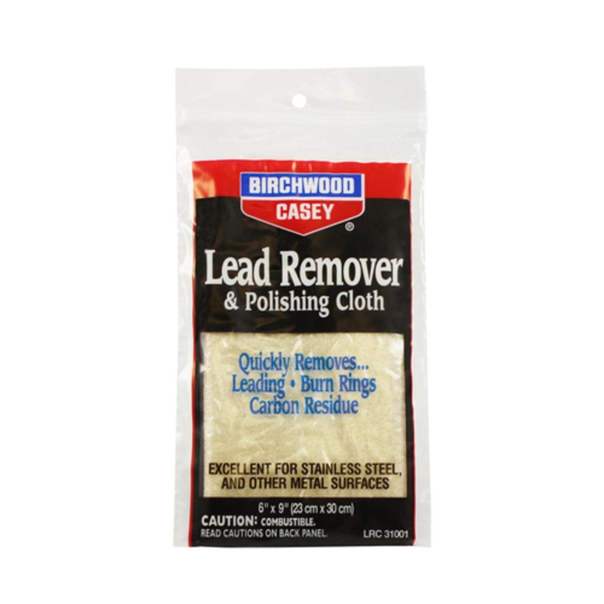 BIRCHWOOD CASEY Lead Remover & Polishing Cloth Durable Lightweight 6"x9" Cleaning Rag for Gun, Sporting Equipment, Home & Auto Use