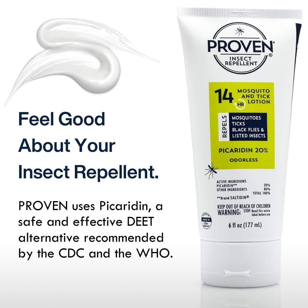 Proven Insect Repellent Lotion, Keep Mosquitoes, Ticks and Flies Off, DEET Alternative Repellent, Up to 14-Hour Protection, Great for Outdoor Camping and Hiking, 6 Ounce, Odorless Lotion
