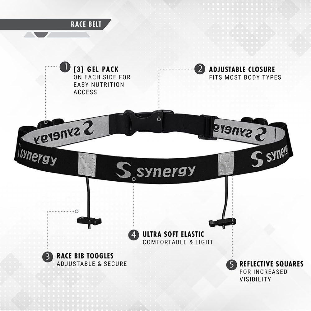 Synergy Race Day Number Belt - Lightweight Running & Triathlon Gear | Adjustable Fit