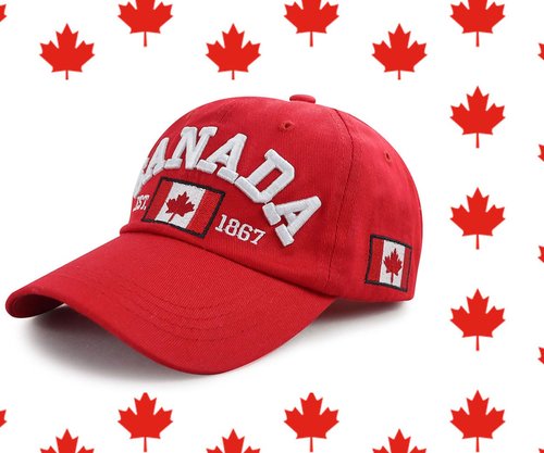 2PCS Canada Flag Hats for Men Women, Canadian Flags Est 1867 Baseball Cap, National Day Christmas Birthday Gifts for Dad Mom Papa Mama Grandpa Grandma Red Black