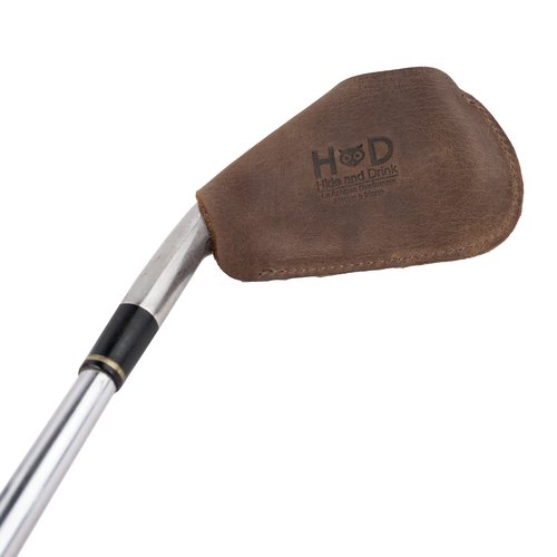 Hide & Drink, Golf Club Headcover Handmade from Full Grain Leather - Durable Iron Head Protector, Compact Accessory, Caddy, Suitable for Outdoor Use - Bourbon Brown