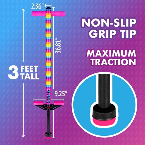 Flybar Foam Jolt Pogo Stick - Safe & Fun for Kids 6+ | Supports 40-80 Pounds | Rainbow Design