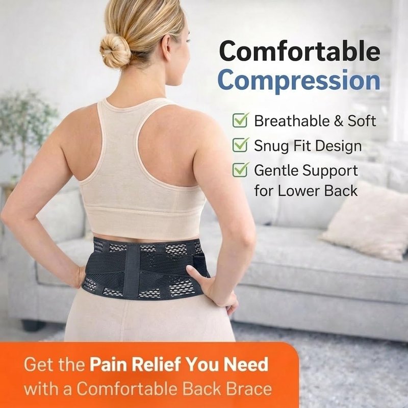 TitanGuard Breathable Thin Back Brace for Women, Adjustable Lower Back Support Belt for Everyday Pain Relief, Slim Low-Profile Lumbar Brace with Gentle Compression, Comfortable Under Clothes