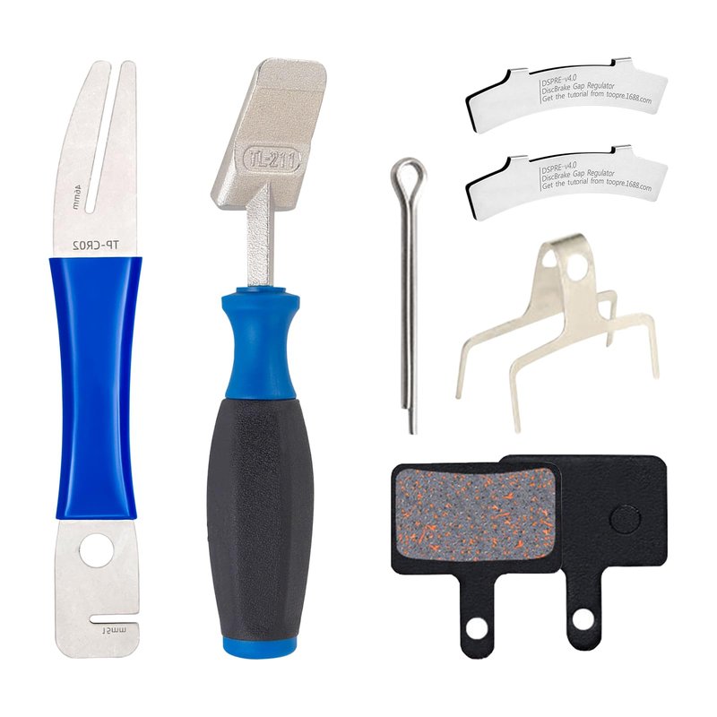 VLBPCR 7-Piece Set Bicycle Disc Brakes Repair Tool Kit, Bike Disc Alignment Tool Includes Rotor Truing Fork, Rotor Adjustment Tool, Disc Brake Gap Regulator & Brake Pads for Mountain Road Bike