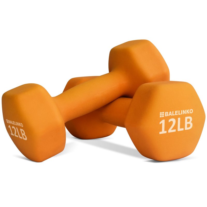 Balelinko Home Gym Equipment Workouts Strength Training Weight Loss Pilates Weights Yoga Sets Weights for Women, Men, Seniors and Youth, 12LB Orange, Pair