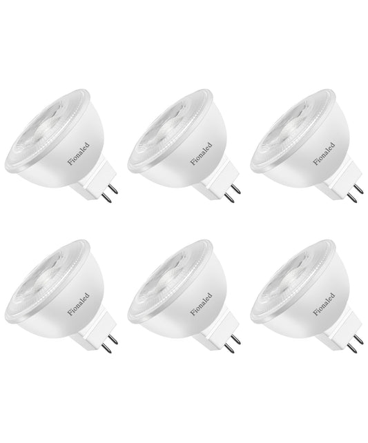 Fionaled MR16 LED Bulbs Dimmable, 50W Halogen Replacement, 2700K Cozy Warm White, GU5.3 Bipin Base, 5W 12V Low Voltage Landscape Recessed Lighting Bulbs,6-Pack