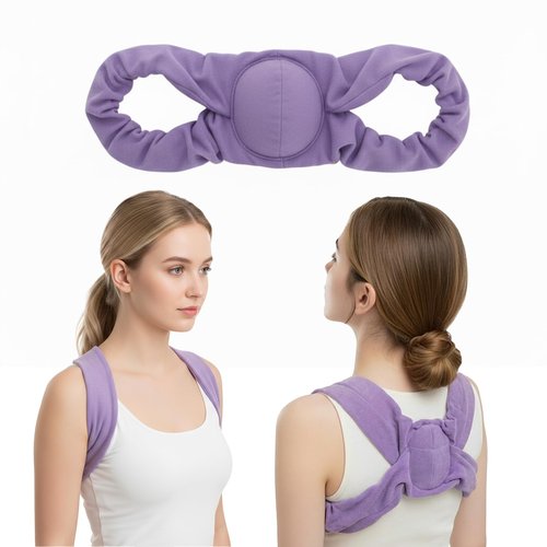 RNEMP® Sleep Upper Back Brace Posture Corrector for Women, Ultra-Soft Lavender Back Straightener Posture Brace for Women, Lightweight & Airy, for All Night Spine Alignment & Morning Relief